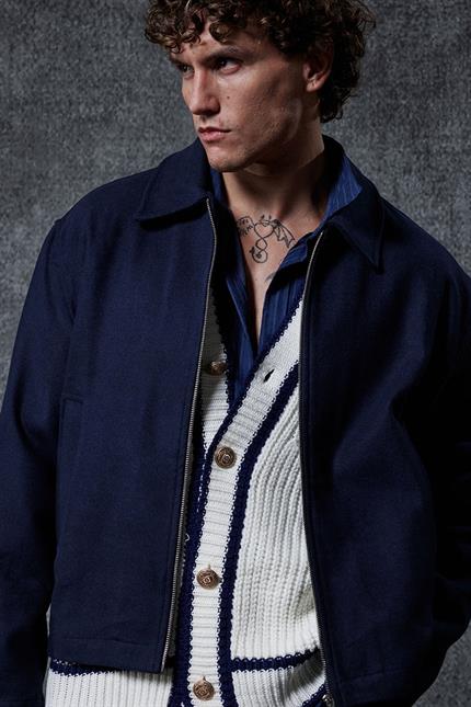 Erkek Oversize İnce Fermuarlı Ceket Lacivert