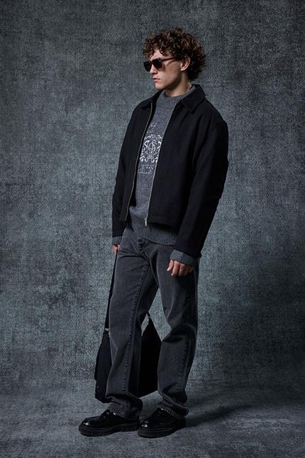 Erkek Oversize İnce Fermuarlı Ceket Siyah