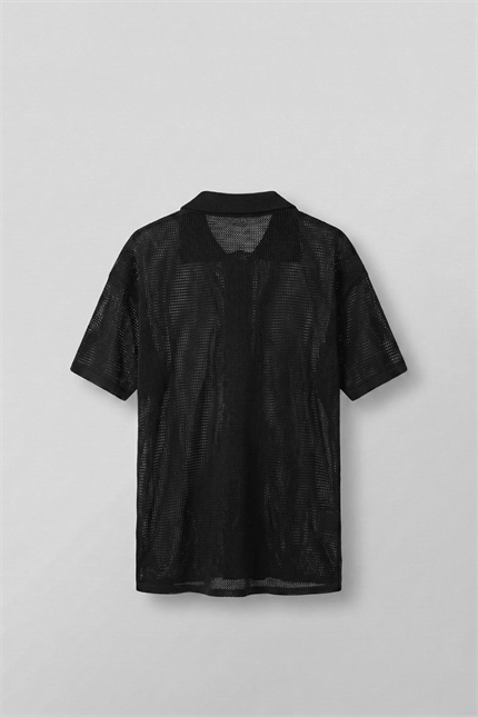 Erkek Oversize İnce Triko Gömlek Siyah