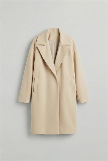 Erkek Oversize İtalyan Kaşe Kaban Açık Bej