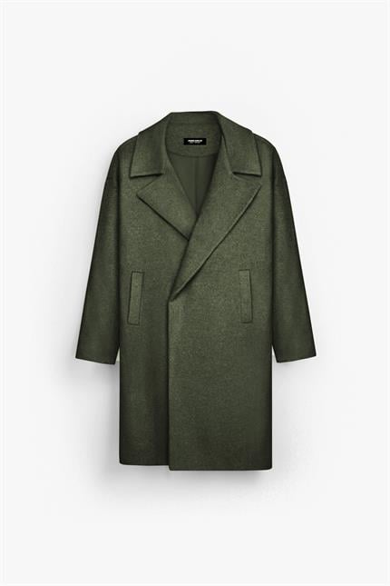 Erkek Oversize İtalyan Kaşe Kaban Haki