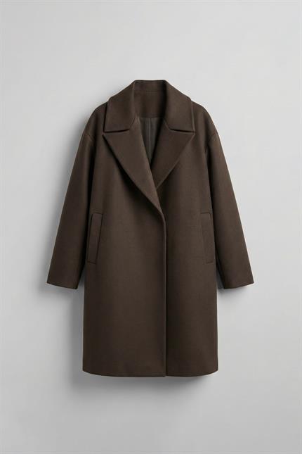 Erkek Oversize İtalyan Kaşe Kaban Kahve