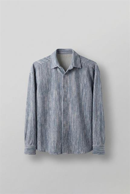 Erkek Oversize Kadife Dokulu Gömlek Mavi