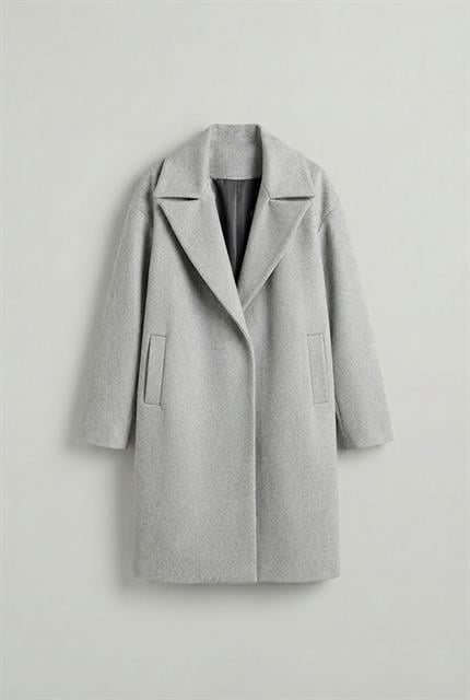 Erkek Oversize Kaşe Kaban Gri