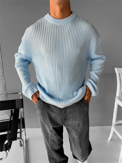 Erkek Oversize Kazak Bebek Mavi