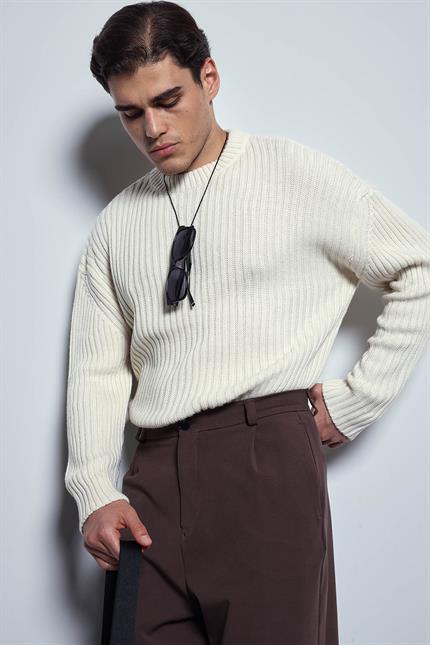 Erkek Regular Fit Kazak Bej