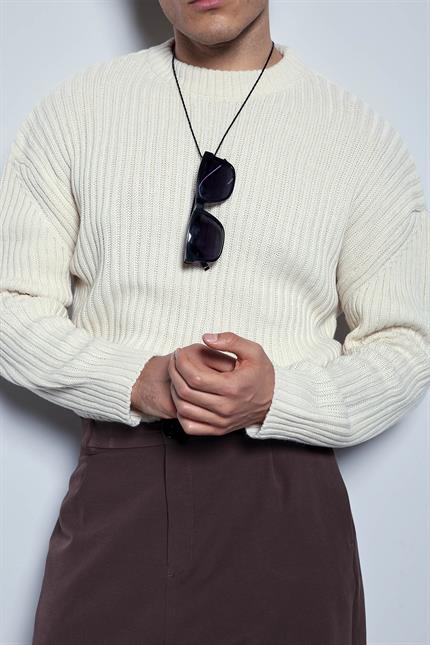 Erkek Oversize Kazak Bej