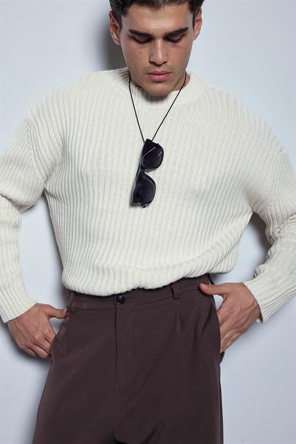 Erkek Oversize Kazak Bej