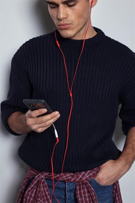 Erkek Oversize Kazak Lacivert