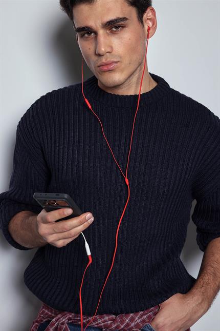 Erkek Oversize Kazak Lacivert