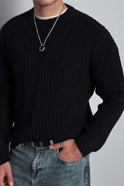 Erkek Oversize Kazak Siyah