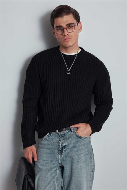 Erkek Oversize Kazak Siyah