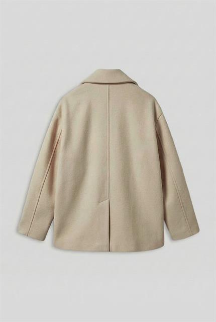 Erkek Oversize Kruvaze Kaban Açık Bej