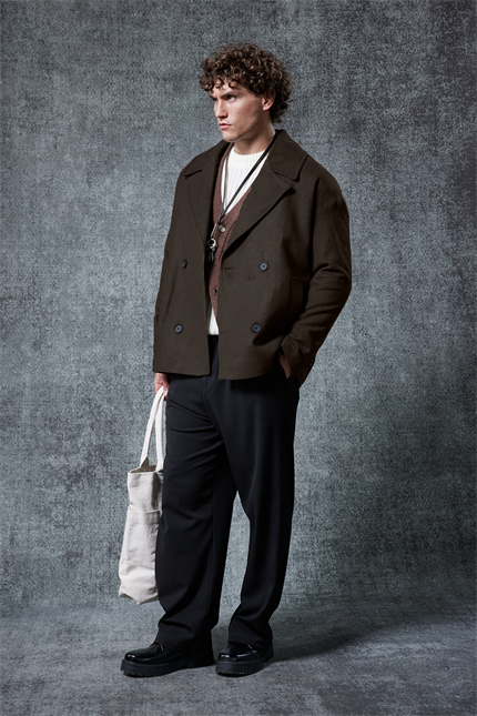 Erkek Oversize Kruvaze Kaban Kahverengi