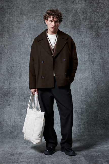 Erkek Oversize Kruvaze Kaban Kahverengi