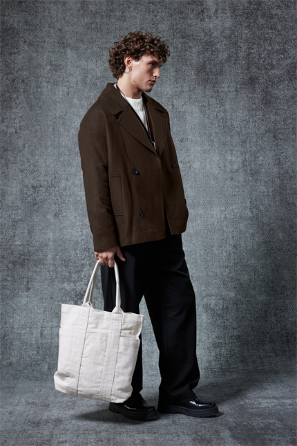 Erkek Oversize Kruvaze Kaban Kahverengi