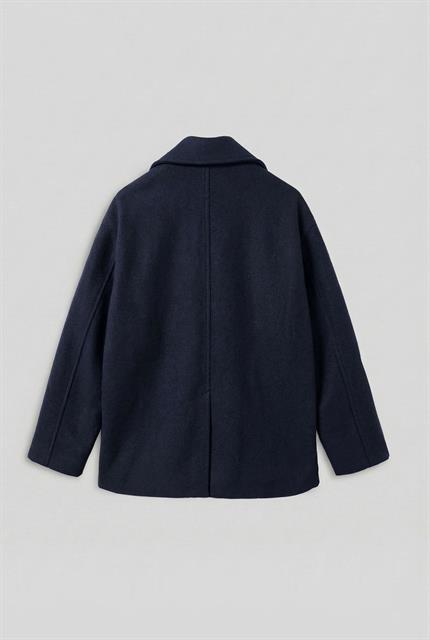 Erkek Oversize Kruvaze Kaban Lacivert