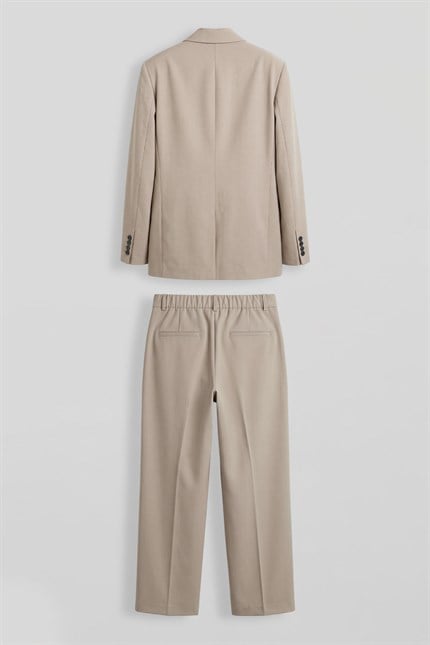 Erkek Oversize Kruvaze Modern Takım Elbise Bej