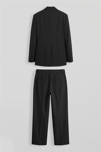 Erkek Oversize Kruvaze Modern Takım Elbise Siyah