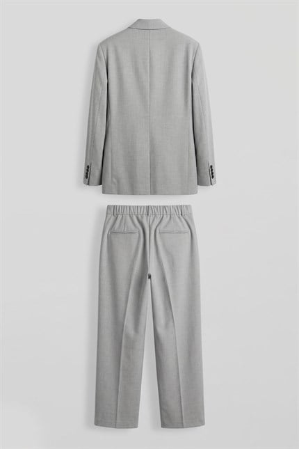 Erkek Oversize Kruvaze Modern Takım Elbise Gri
