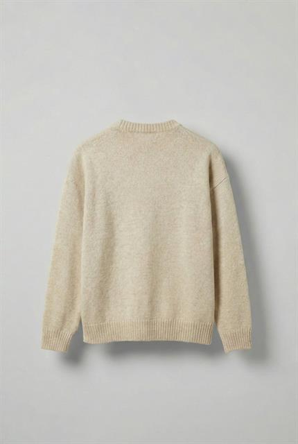 Erkek Oversize Limited Kabartma Baskılı Triko Kazak Taş Rengi