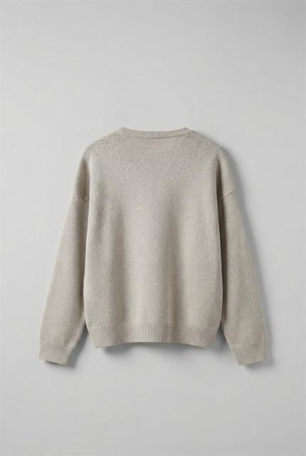 Erkek Oversize Limıted Yazılı Triko Kazak Taş Rengi