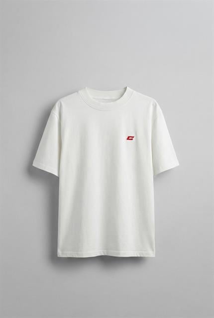 Erkek Oversize Nakışlı T-Shirt Beyaz