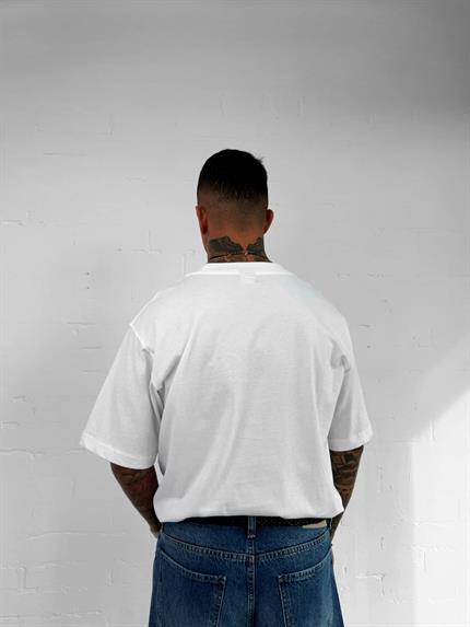 Erkek Oversize Nakışlı T-Shirt Beyaz