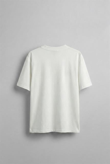 Erkek Oversize Nakışlı T-Shirt Beyaz
