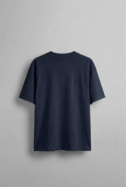 Erkek Oversize Nakışlı T-Shirt Mavi