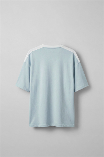 Erkek Oversize Nakışlı Ülke Temalı Forma T-Shirt Bebek Mavi