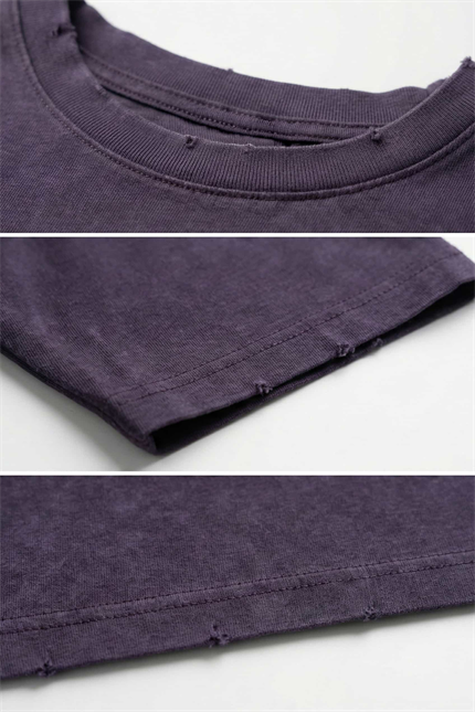Erkek Oversize Nakışlı Yıkamalı T-Shirt Mürdüm