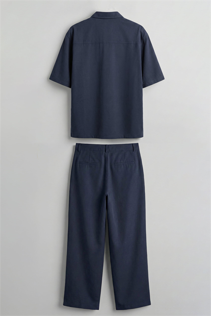 Erkek Oversize Nefes Alan Gömlek Pantolon İkili Takım Lacivert