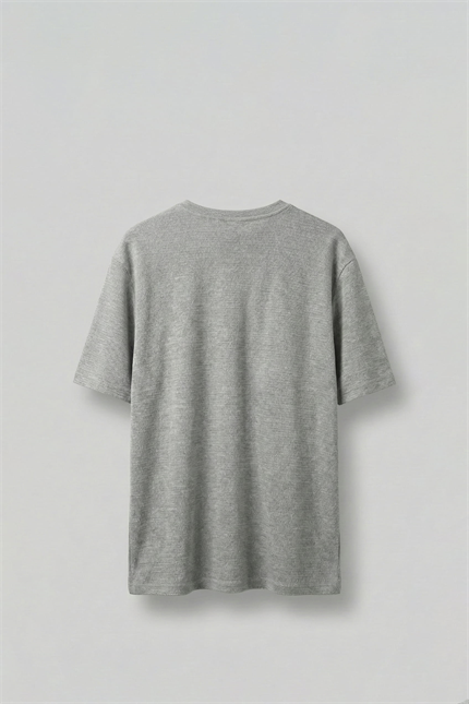Erkek Oversize Önü Cepli Dokulu T-Shirt Gri