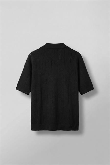 Erkek Oversize Palmiye Desenli Triko T-Shirt Siyah