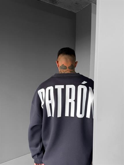 Erkek Oversize Baskılı Premium Sweatshirt Antrasit