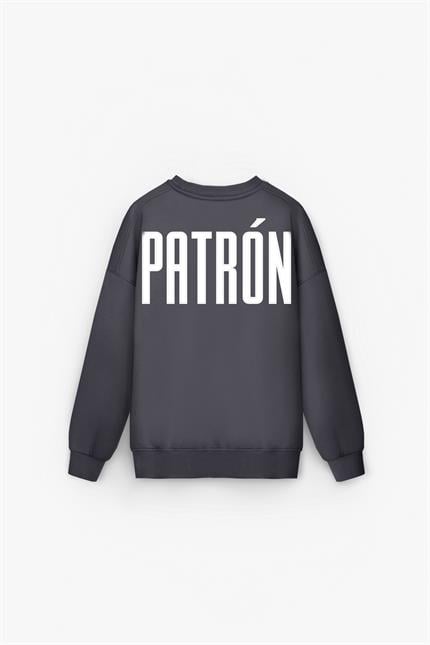 Erkek Oversize Baskılı Premium Sweatshirt Antrasit