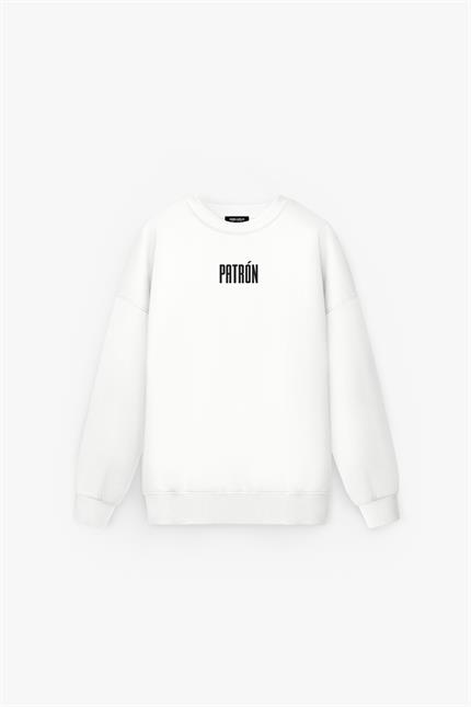 Erkek Oversize Baskılı Premium Sweatshirt Ekru