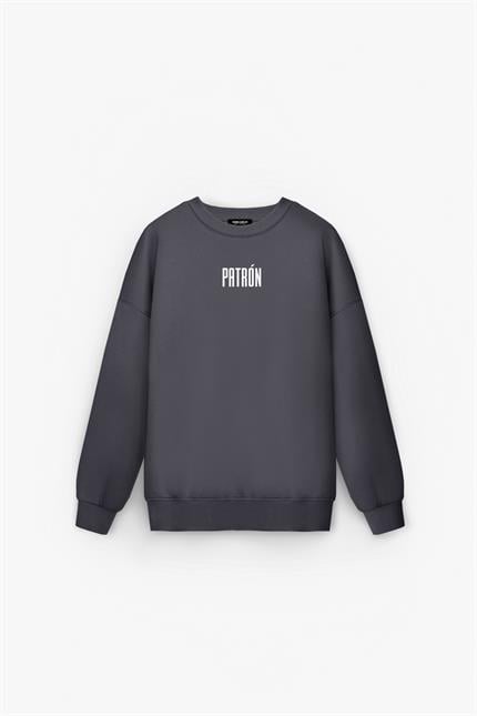 Erkek Oversize Baskılı Premium Sweatshirt Antrasit