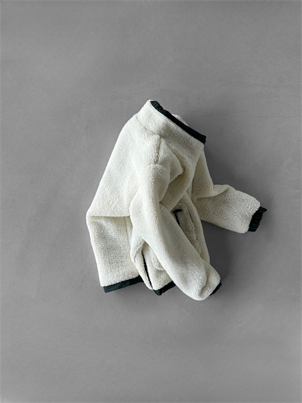 Erkek Oversize Peluş Mont Sweatshirt Ceket Beyaz