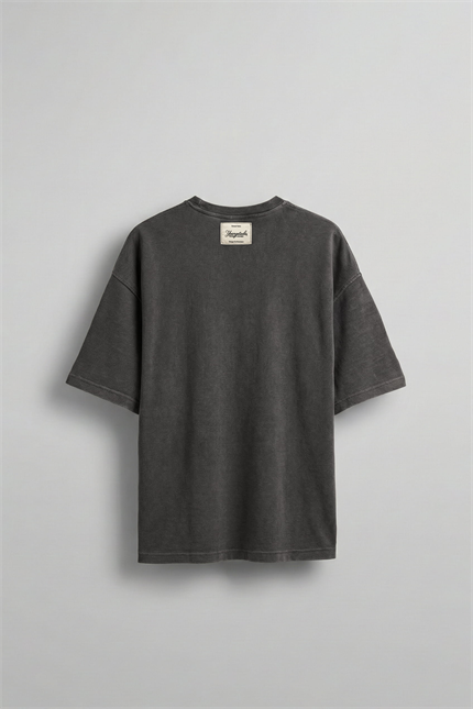 Erkek Oversize Premium Cep Nakışlı T-Shirt Siyah