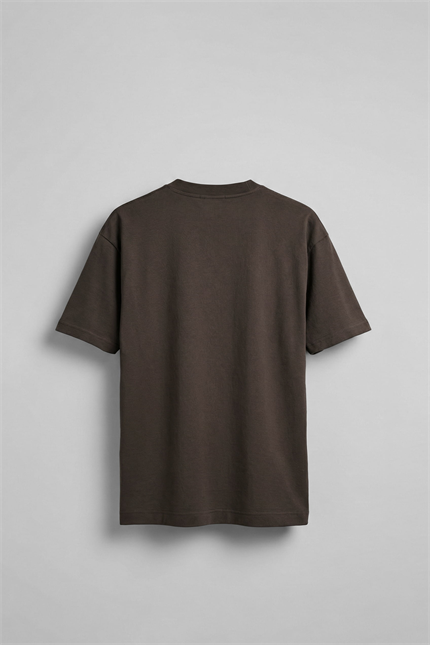 Erkek Oversize Premium Kumaş Gramajlı Basic T-Shirt Kahverengi