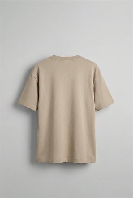 Erkek Oversize Premium Kumaş Gramajlı Basic T-Shirt Bej