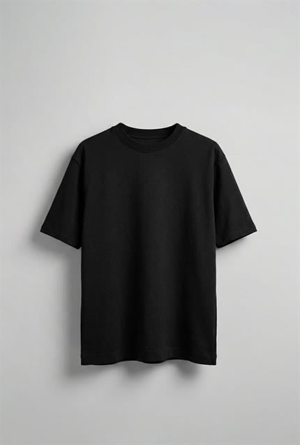 Erkek Oversize Premium Kumaş Gramajlı Basic T-Shirt Siyah