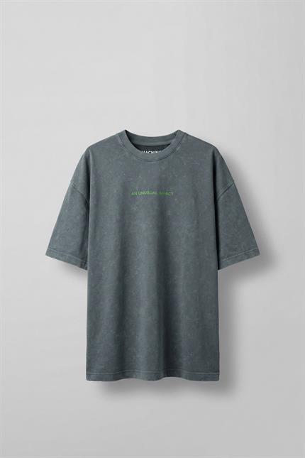 Erkek Oversize Premium Yıkamalı T-Shirt Füme