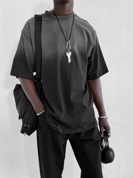 Erkek Oversize Yıkamalı Premium T-Shirt Siyah