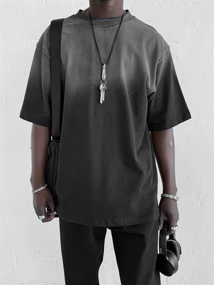 Erkek Oversize Yıkamalı Premium T-Shirt Siyah