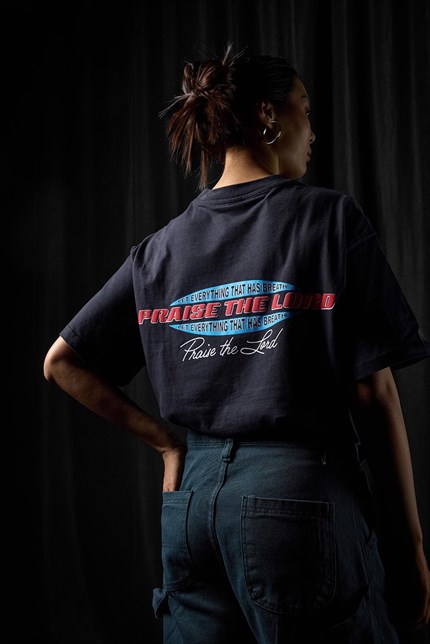 Erkek Oversize Sırt Baskılı Pamuklu T-Shirt Siyah