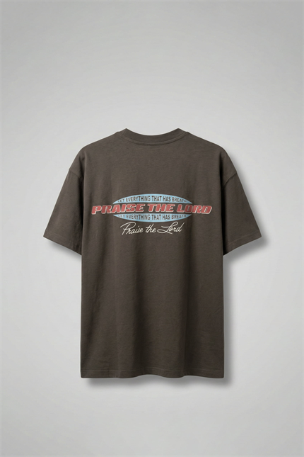 Erkek Oversize Sırt Baskılı Pamuklu T-Shirt Antrasit
