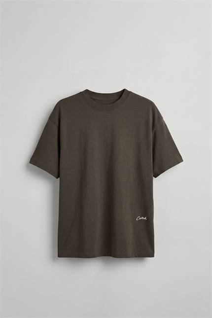 Erkek Oversize Sırt Baskılı Pamuklu T-Shirt Antrasit